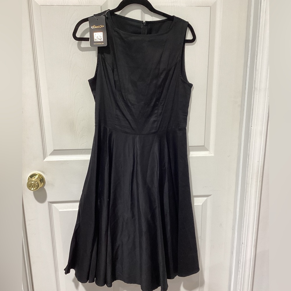 Anni Coco NEW Black Womens Size large Fit & Flare A-Line Dress